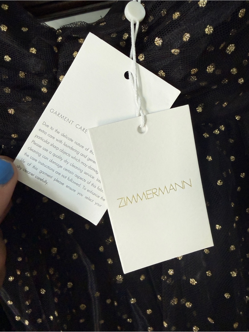 NWT Zimmermann Black Sparkle Tulle Mini Dress Puff Sleeve Polka Dot Size 6 - Picture 11 of 11